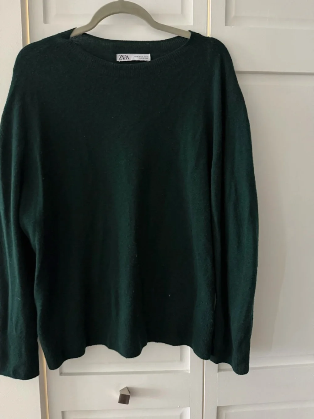 Zara Emerald Wool Mix Oversized Knit Sweater | Dark Green | Size XL - Picture 4 of 7